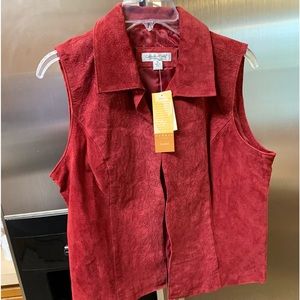 Coldwater creek womens medium tuexedo suede vest